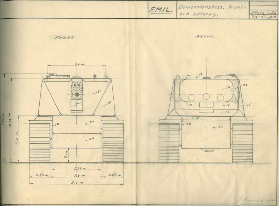1951 blueprint of the EMIL, precursor to the Kranvagn