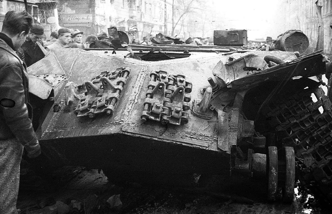 A destroyed IS-3 hull in Budapest.