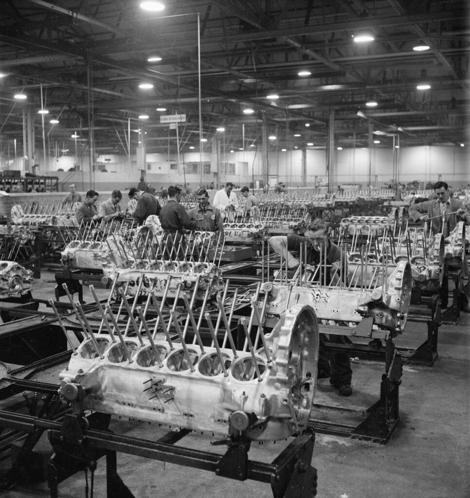 Merlin engines in a Merlin engine factory in Britain.