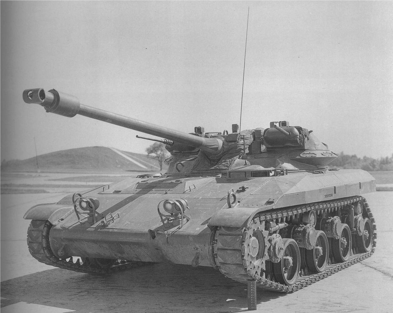 Light tank lacking rear idler.