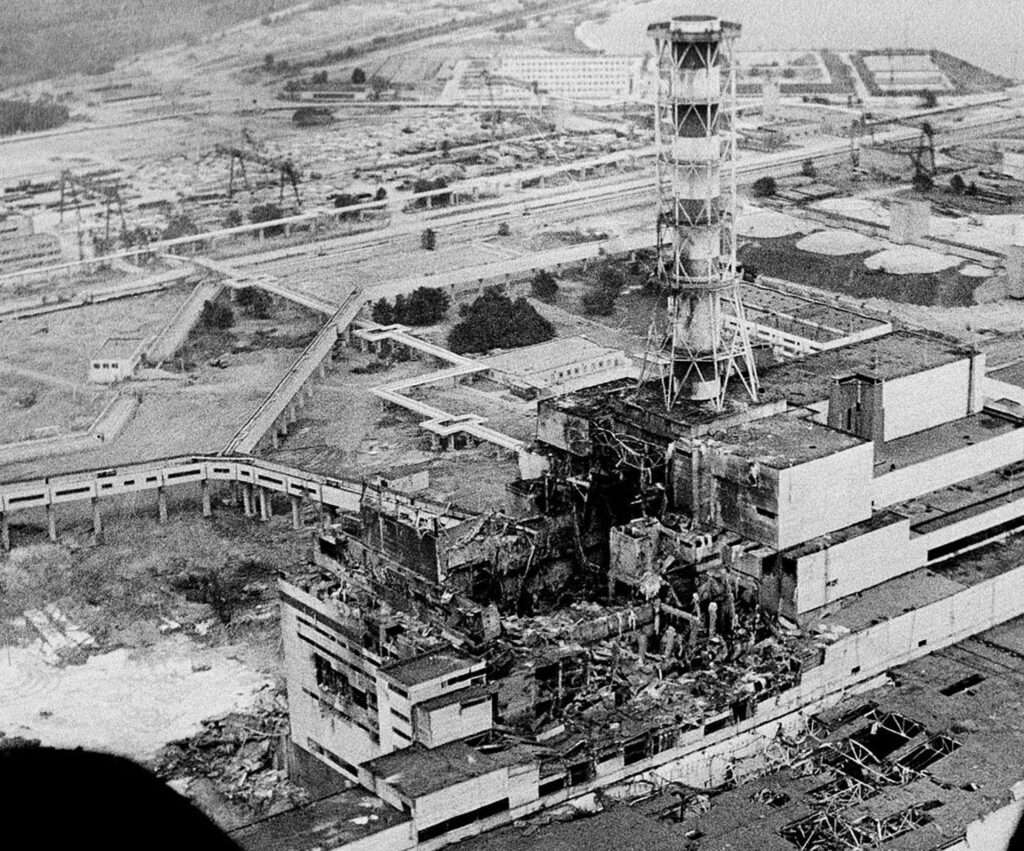 Reactor 4 after the explosion at the power plant.
