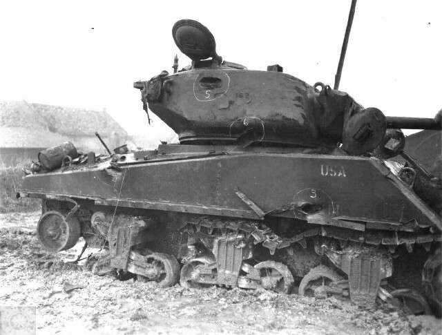 A knocked out M4A3E2.