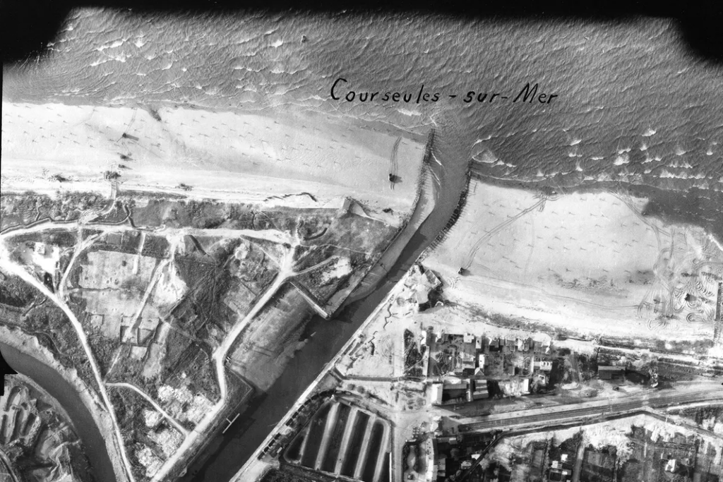Aerial view of Juno beach on D-Day