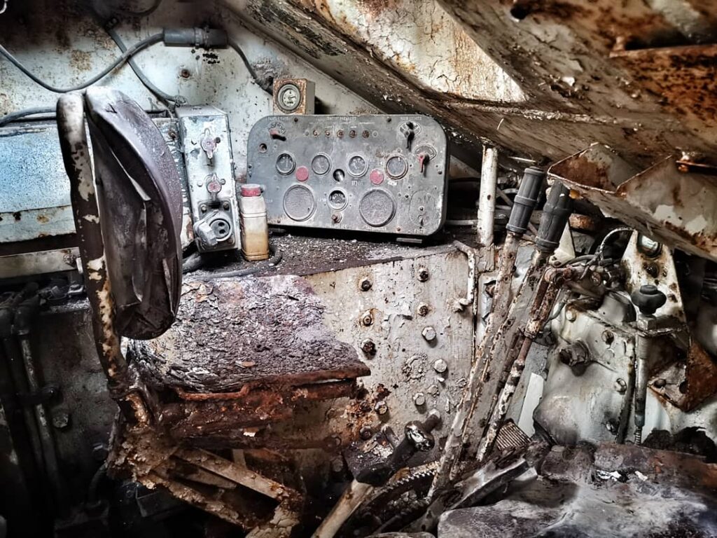 The driver's position in an M50 Sherman.