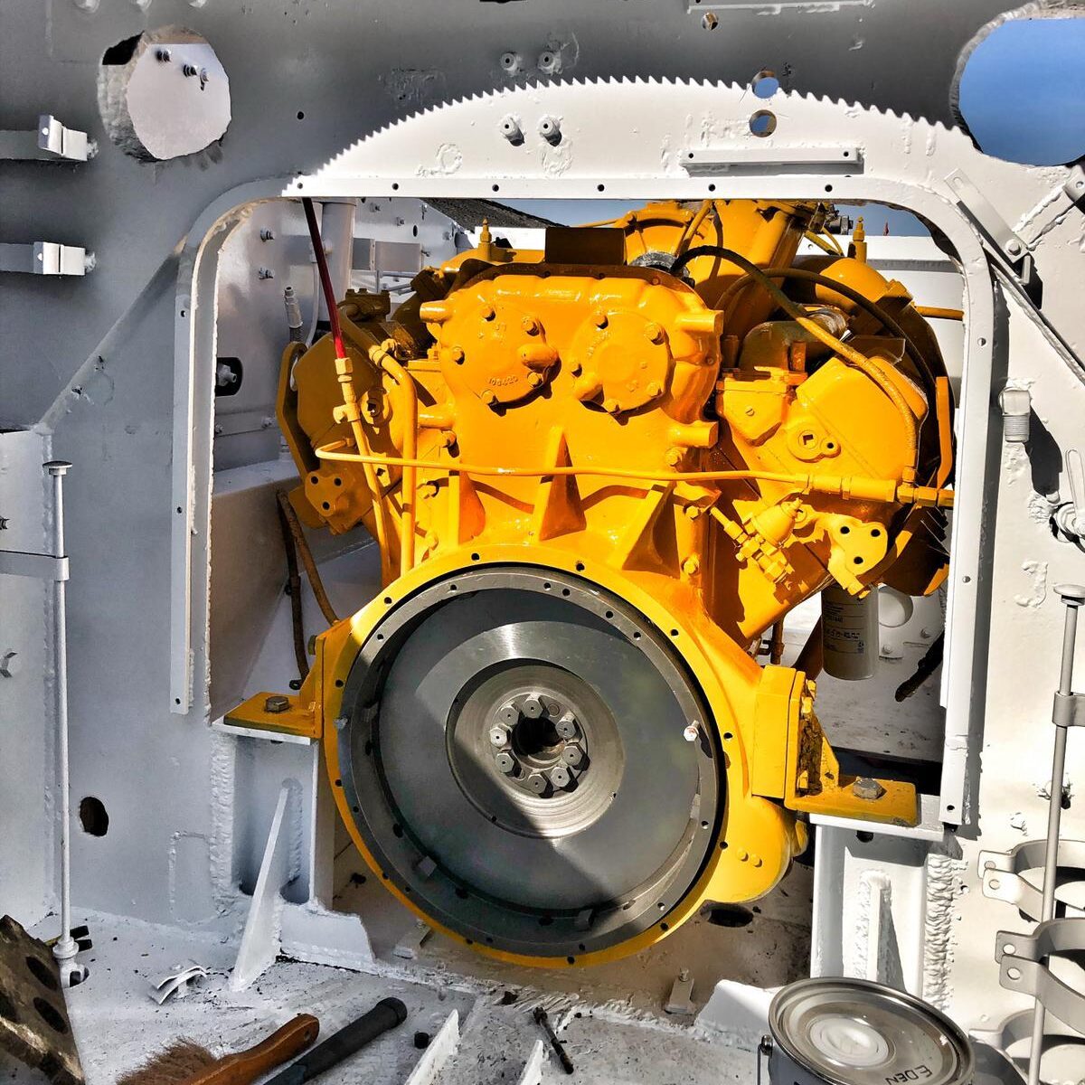 VT8 engine inside Sherman.