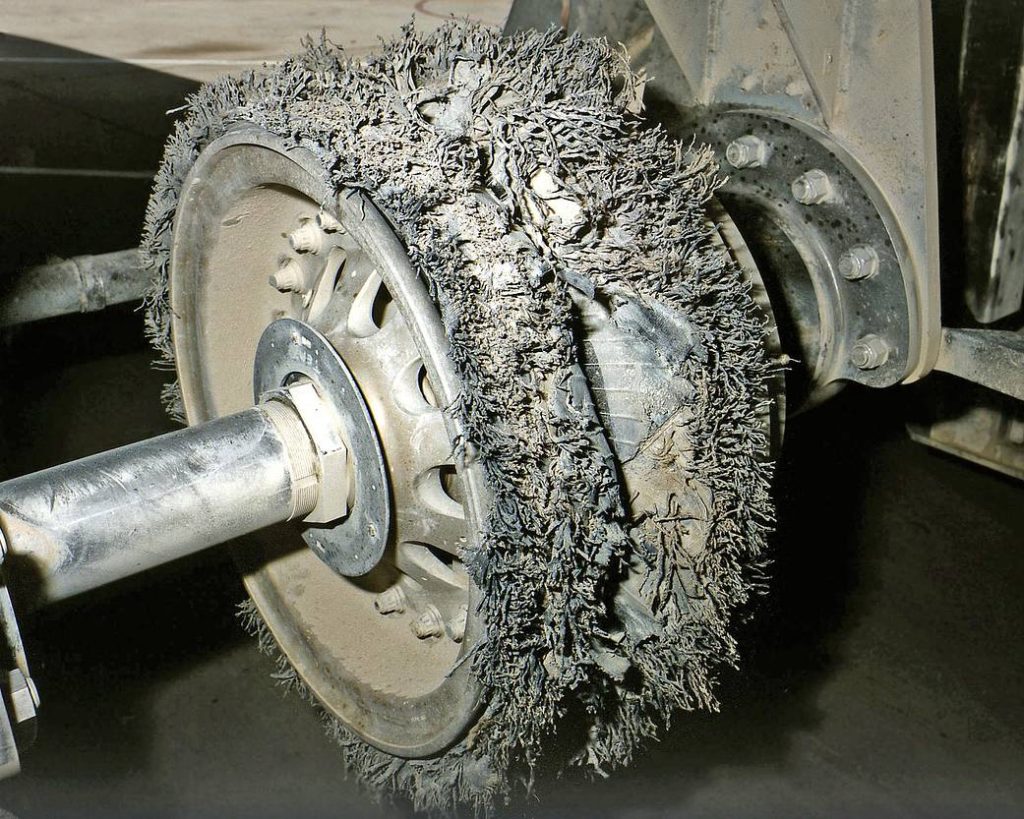 Shuttle wheel after exploding and catching fire.
